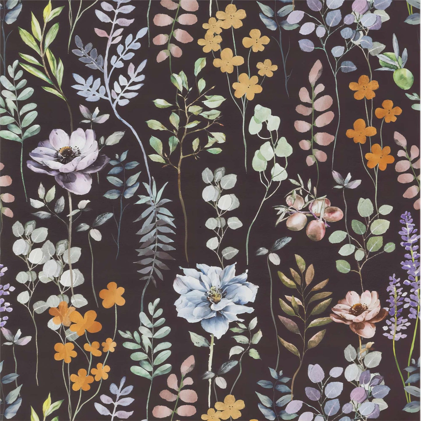 UMIGGEE Floral Wallpaper 17.7-in x 393-in Peel and Stick Flower Black Wall Paper Self Adhesive Wallpaper Contact Paper Removable Wallpaper for Home Decor Wall Covering Old Furniture Renovation