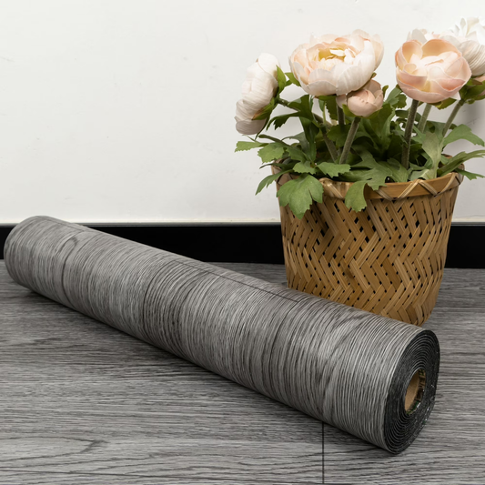 Lxcreat 196.8-in x 23.6-in Vinyl Flooring Gray Peel and Stick Roll Self Adhesive Vinyl Floor Wood Plank Flooring Wood Grain Floor Dark Gray