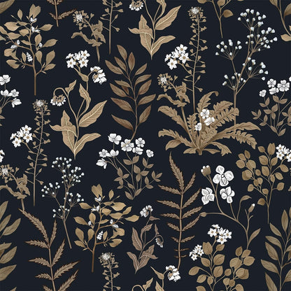 UMIGGEE 17.7-in x 393-in Floral Wallpaper Peel and Stick Floral Black Wallpaper Self Adhesive Flower Wall Paper Contact Paper Home Decor Wall Covering Old Furniture Renovation