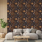 Abyssaly Floral Boho Wallpaper Peel and Stick 17.7" x 118" Brown Retro Wall Decor Bathroom Removable Mural