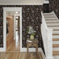 Abyssaly Floral Peel and Stick Wallpaper 17.7" x 118" Black Flower Wallpaper Self-Adhesive Removable Contact Paper for Bedroom Kitchen Living Room