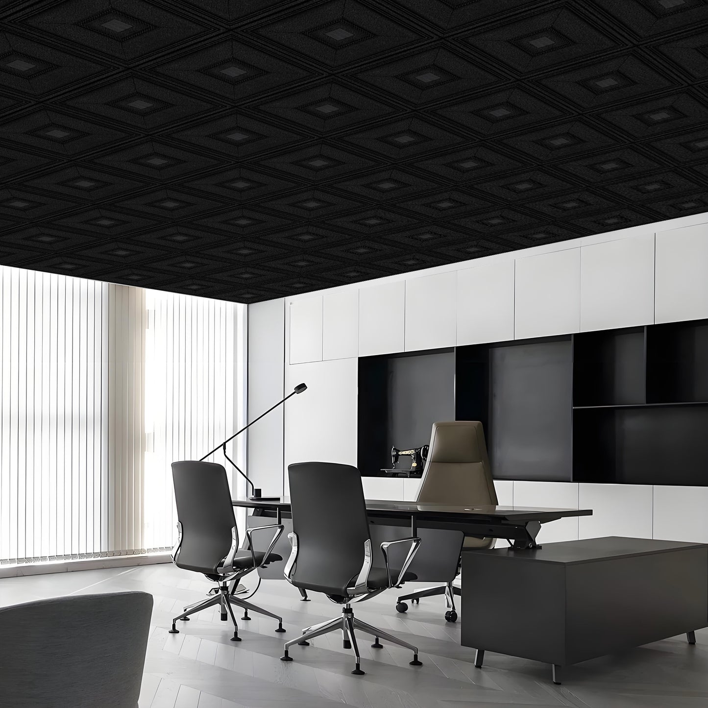 Abyssaly Peel and Stick Ceiling Tile 13.7" x 13.7" 16 Pcs Black Ceiling Tile Coverage Area 21 sq.ft, Easy to Install for Ceiling and Wall, Plain Black