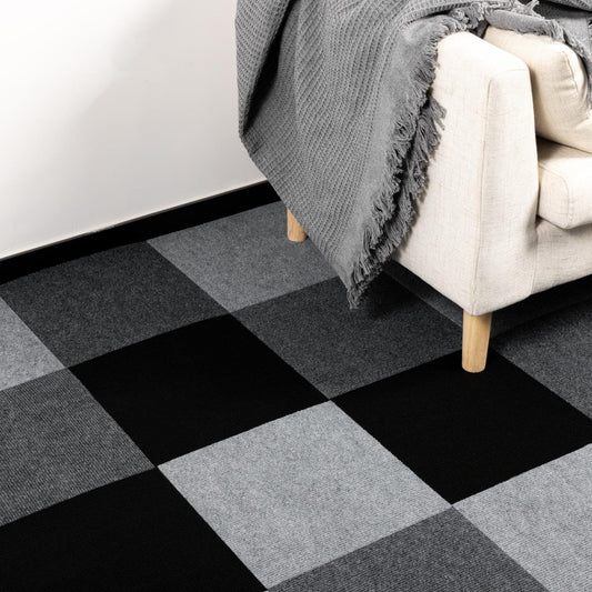 UMIGGEE Peel and Stick Carpet Tiles 12" x 12" Black Self-Adhesive Square Soft Carpet Floor Tiles Carpet Easy Install DIY Floor Tiles for Kids Room Bedroom Dining Room 10-pcs (10 sqft/Box)