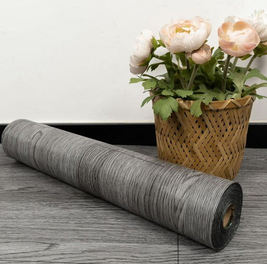 Vinyl Flooring Peel and Stick Roll 15.7-in x 118-in Self Adhesive Vinyl Floor Wood Plank Flooring Wood Grain Floor Dark Gray