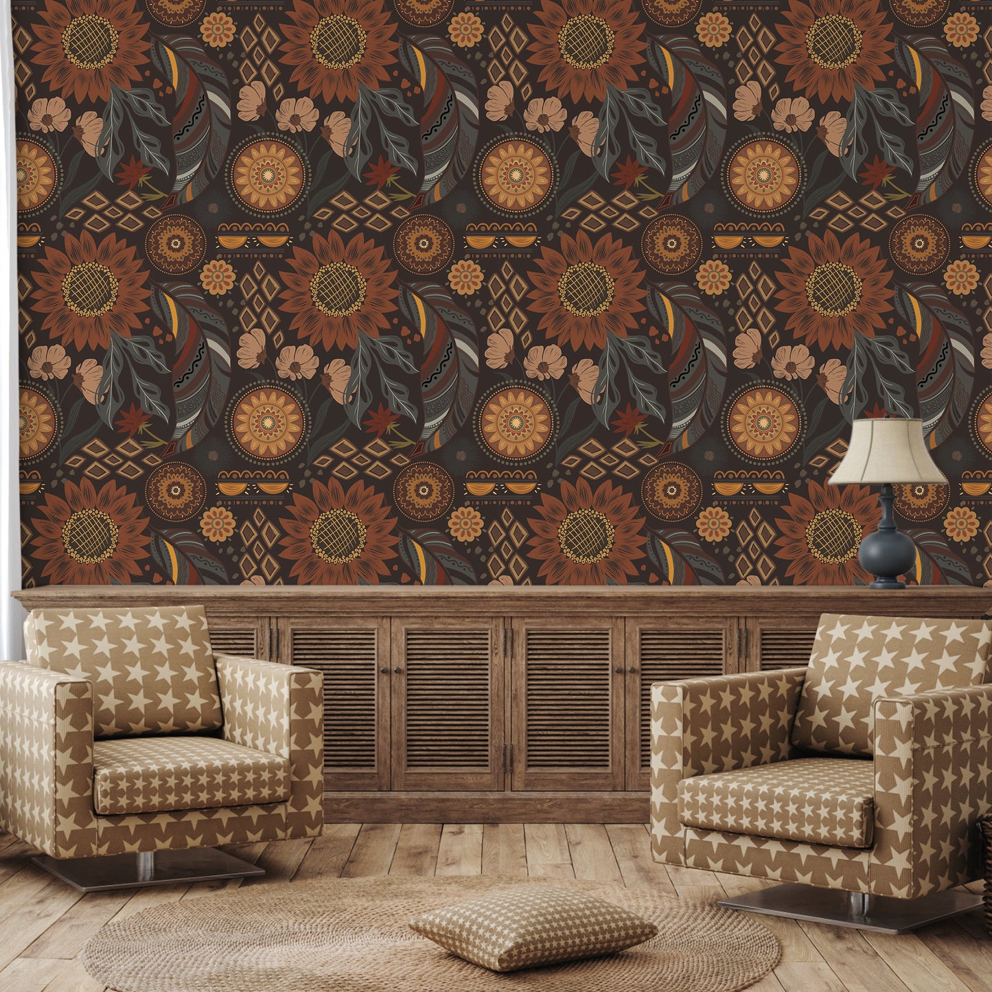 Abyssaly Peel and Stick Wallpaper Removable Self-Adhesive Floral Wallpaper 17.7" x 118" Contact Paper Vintage Boho Retro for Home Decor Bedroom Living Room