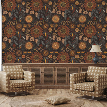 Abyssaly Peel and Stick Wallpaper Removable Self-Adhesive Floral Wallpaper 17.7" x 118" Contact Paper Vintage Boho Retro for Home Decor Bedroom Living Room