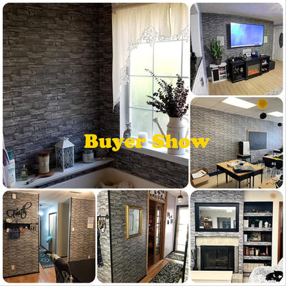 Abyssaly Gray Stone Brick Wallpaper Peel and Stick Wallpaper 17.7" x 118" Self-Adhesive Removable Wall Paper 3D Stone Faux Brick Paper Thickened for Kitchen Living Room Bedroom