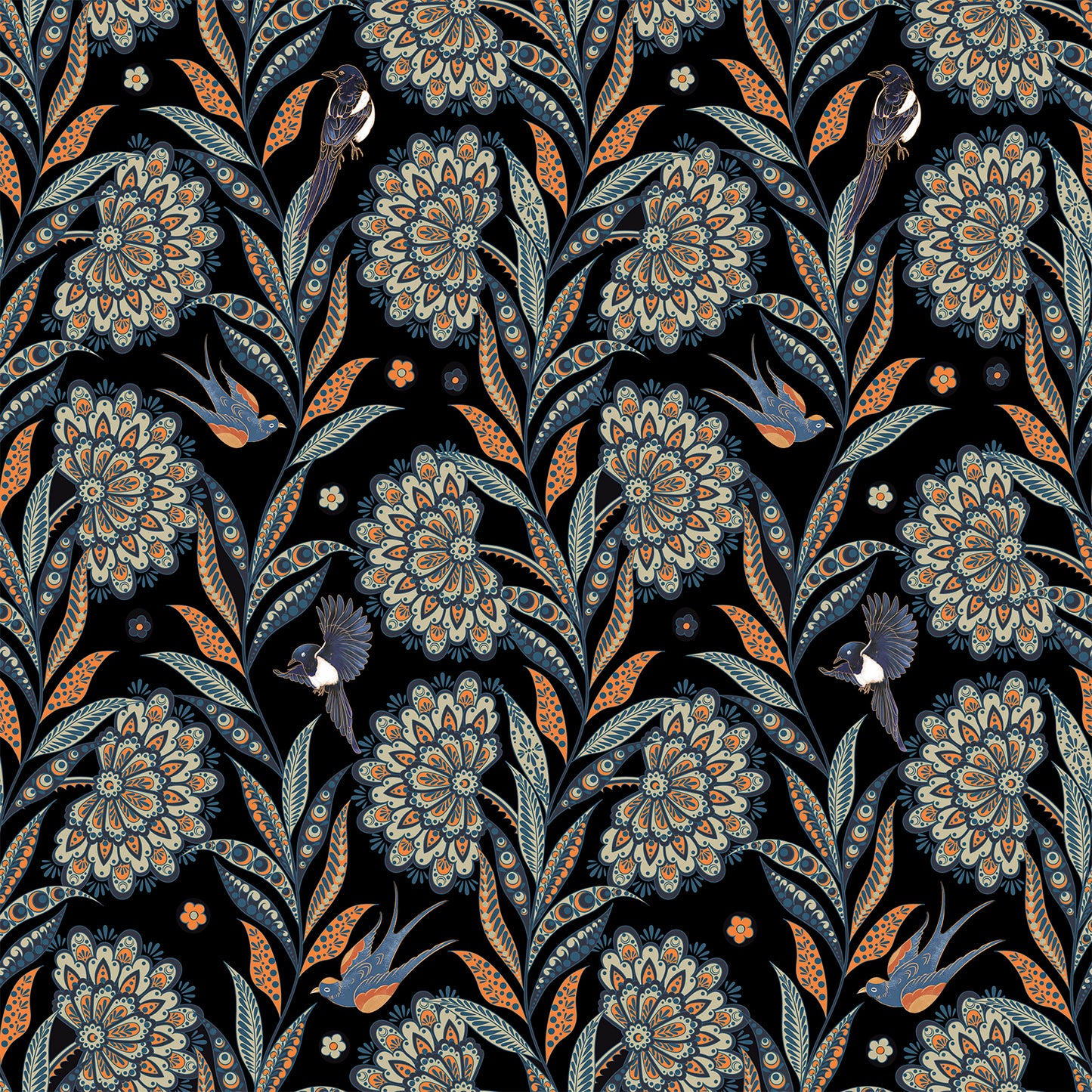 Abyssaly 17.7" x 118" Floral Peel and Stick Wallpaper Black Golden Thicken Waterproof Leaf Vintage Flower Contact Paper