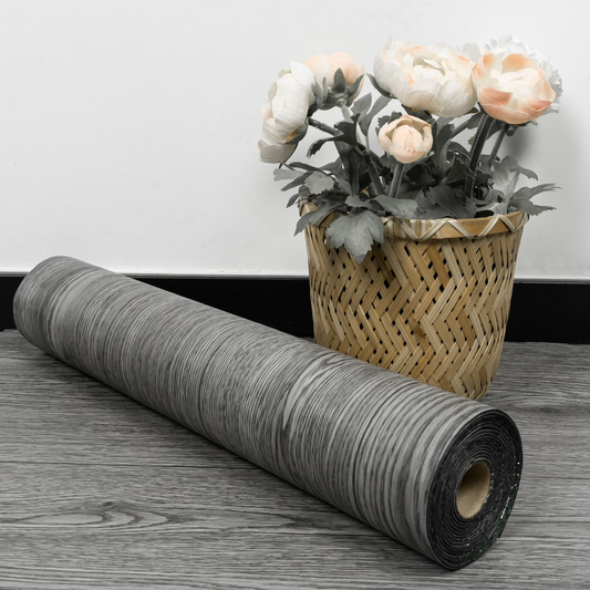 Lxcreat 196.8-in x 23.6-in Vinyl Flooring Gray Peel and Stick Roll Vinyl Floor Wood Plank Flooring Self Adhesive Vinyl Wood Grain Floor