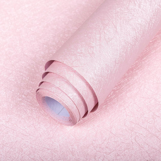 Abyssaly Pink Peel and Stick Wallpaper 15.7" x 118" Self Adhesive Removable Wallpaper Silk Embossed Vinyl Film for Nursery Bedroom Living Room Countertop