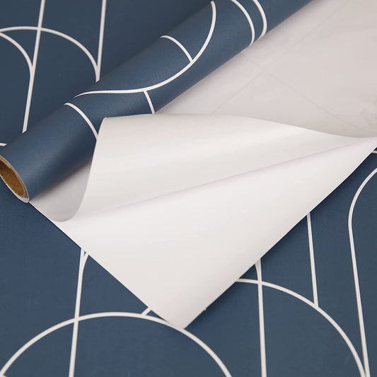 Abyssaly Peel and Stick Wallpaper Geometric Wallpaper 17.7" x 118" Self-Adhesive Wallpaper Removable Wallpaper for Home Decoration and Furniture Renovation Blue Wallpaper