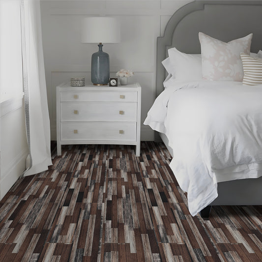UMIGGEE Peel Stick Flooring 35.4-in x 5.9-in 10 Pieces/Pack Vinyl Wood Look Flooring Thin Tiles, Multicolor Vinyl Flooring Easy to Install for Bathroom, Kitchen, Living Room