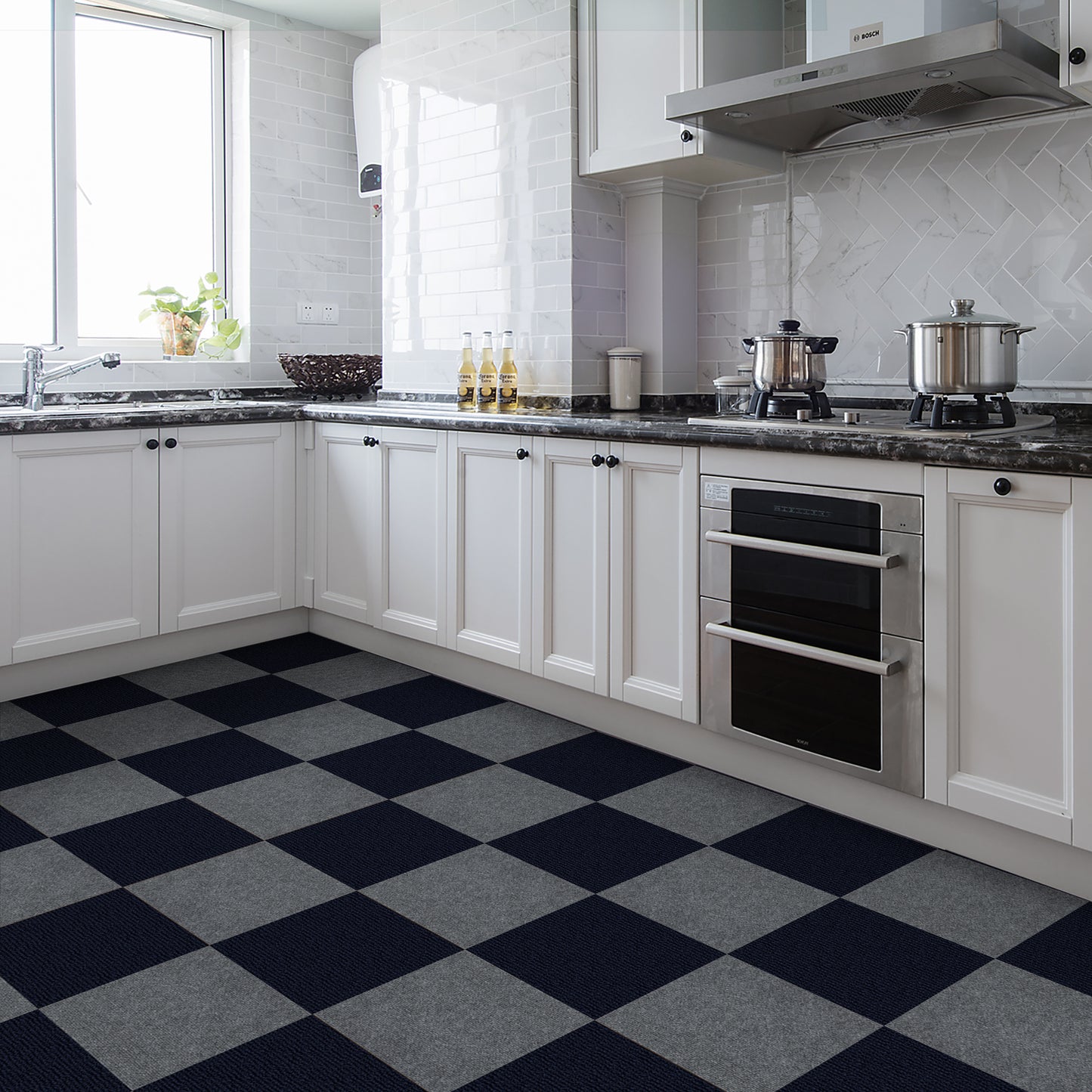 UMIGGEE Peel and Stick Carpet Tiles 12" x 12" Navy Blue Self-Adhesive Square Soft Carpet Floor Tiles Carpet Easy Install DIY Floor Tiles for Kids Room Bedroom Dining Room 10-pcs (10 sq. ft./Box)