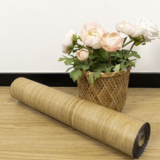 Lxcreat 196-in x 23-in Peel and Stick Vinyl Flooring Roll Thicken Self Adhesive Vinyl Floor Tiles Wood Flooring, Brown