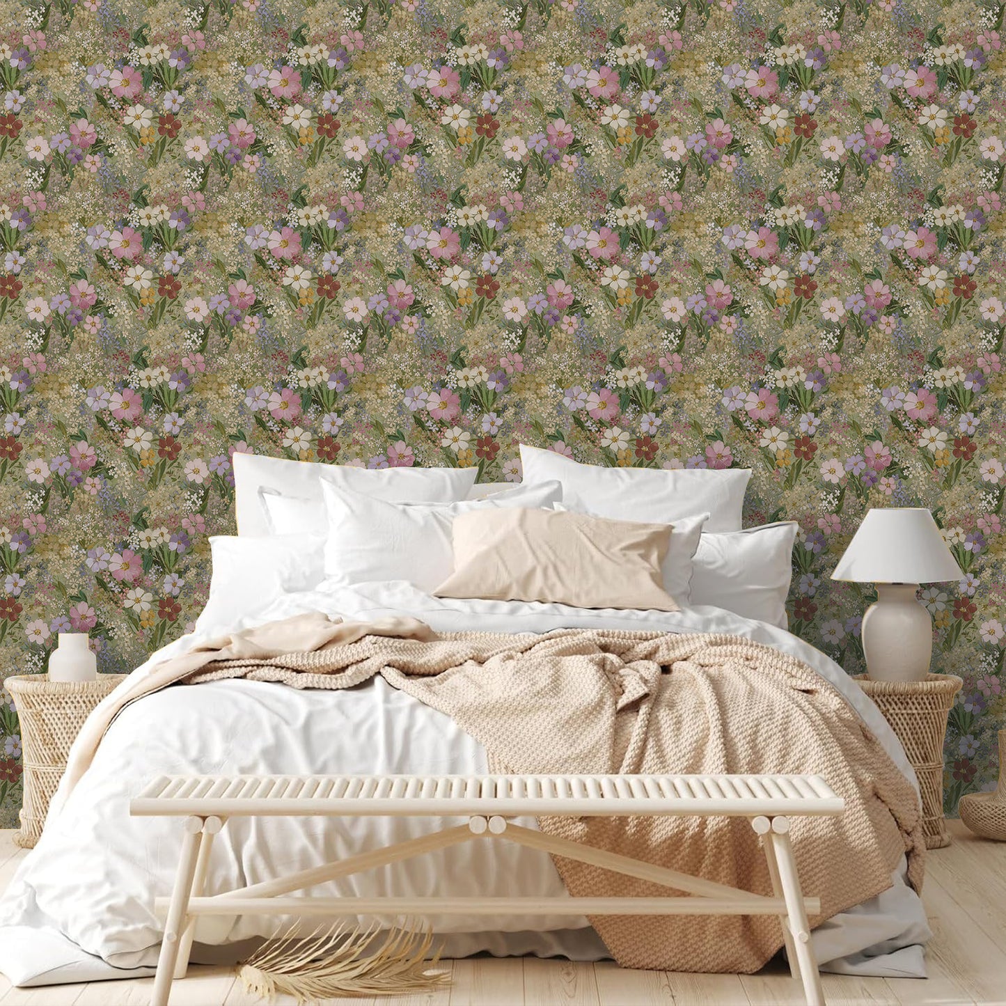Abyssaly floral Wallpaper, 17.3" x 118" Peel and Stick Wallpaper Art Self-Adhesive Removable Contact Paper for Cabinets, Home Decoration, Wall Covering, Antique Furniture Renovation