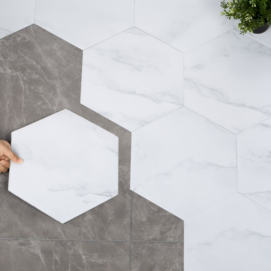 20Pcs Peel and Stick Floor Tile, Vinyl Flooring Waterproof Floor Tile DIY for Bathroom, White Marble Look