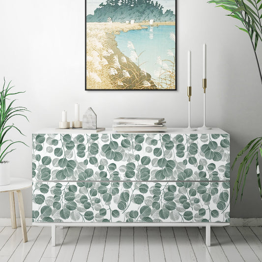 Abyssaly Peel and Stick Wallpaper Green Leaf Wallpaper 17.7" x 118"Self-adhesive Removable Floral Contact Paper for Cabinets Bedroom Living Room Decorative Wall