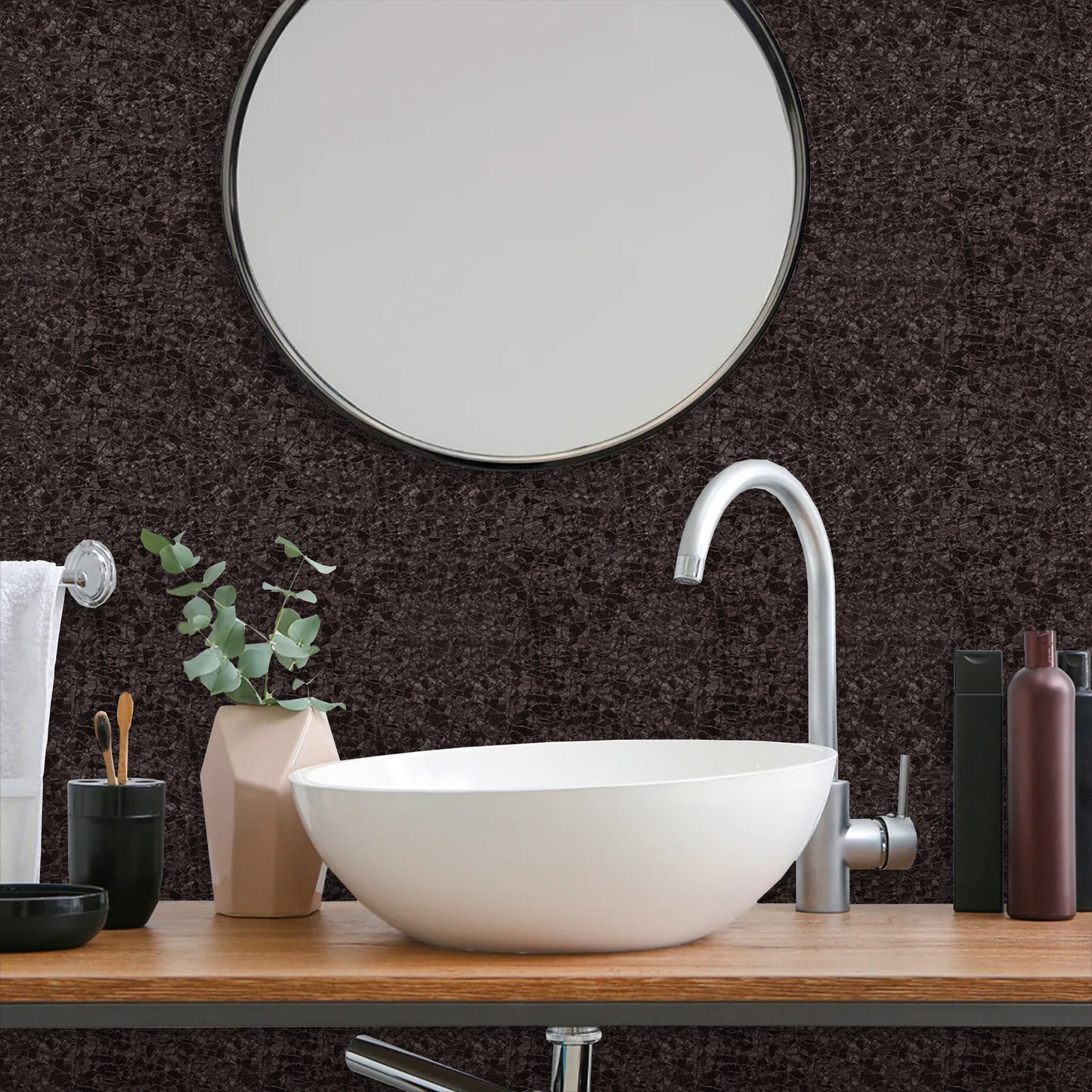UMIGGEE Brown Wallpaper Peel and Stick Wallpaper Embossed Self Adhesive Textured Pattern Wallpaper Kitchen Counter Top Contact Paper 118-in x 15.7-in