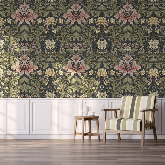 UMIGGEE Floral Boho Green Retro Peel and Stick Wallpaper 17.7" x 118" Multi-color Removable Wallpaper Self Adhesive Wallpaper for Cabinets Home Decoration Wall Covering Old Furniture Renovation