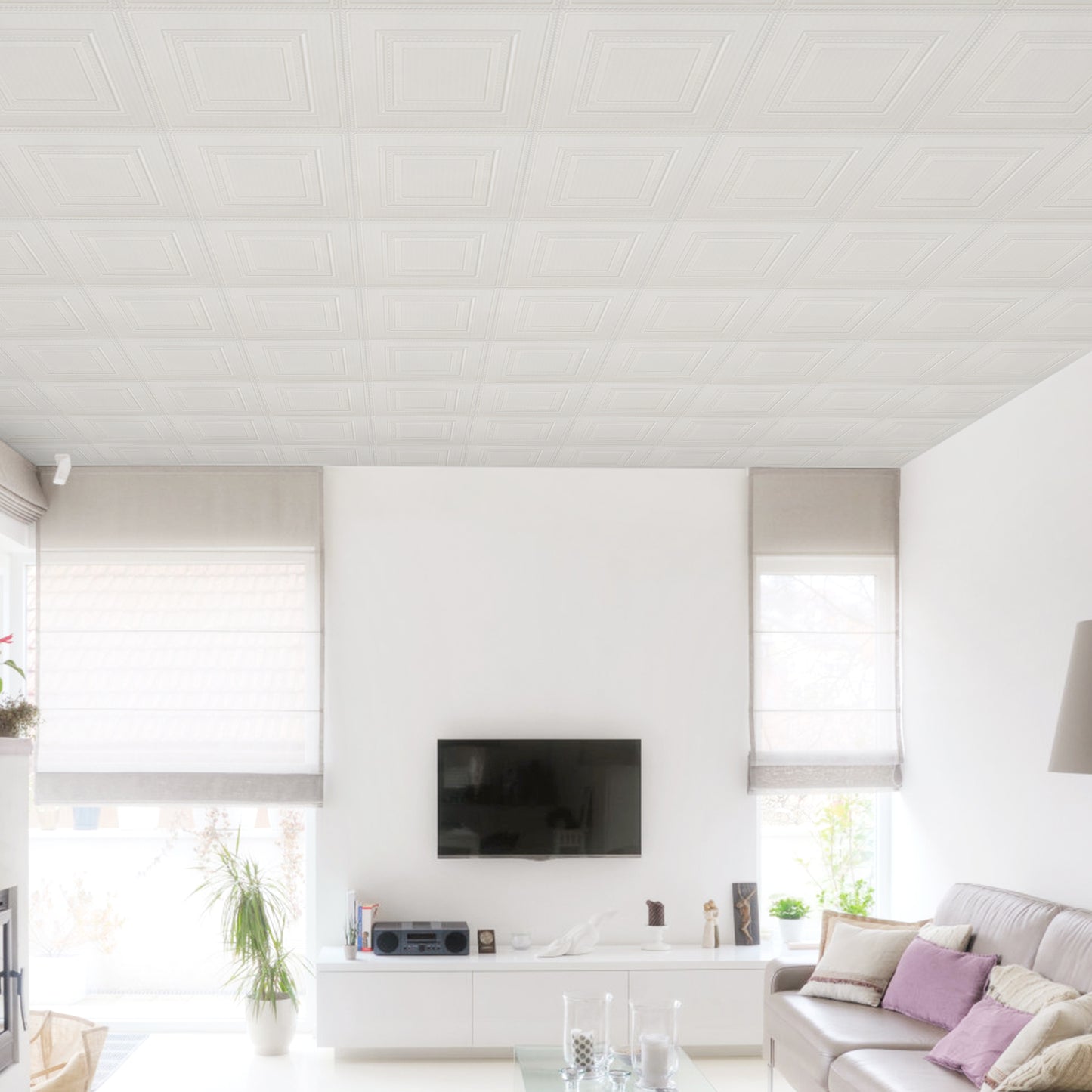 Abyssaly Drop Peel and Stick Ceiling Tile 13.78" x 13.78" 16 Pcs White Foam Ceiling Tile,3D Wall Panels, Easy to Install for Ceiling and Wall Coverage Area 21 sq.ft.