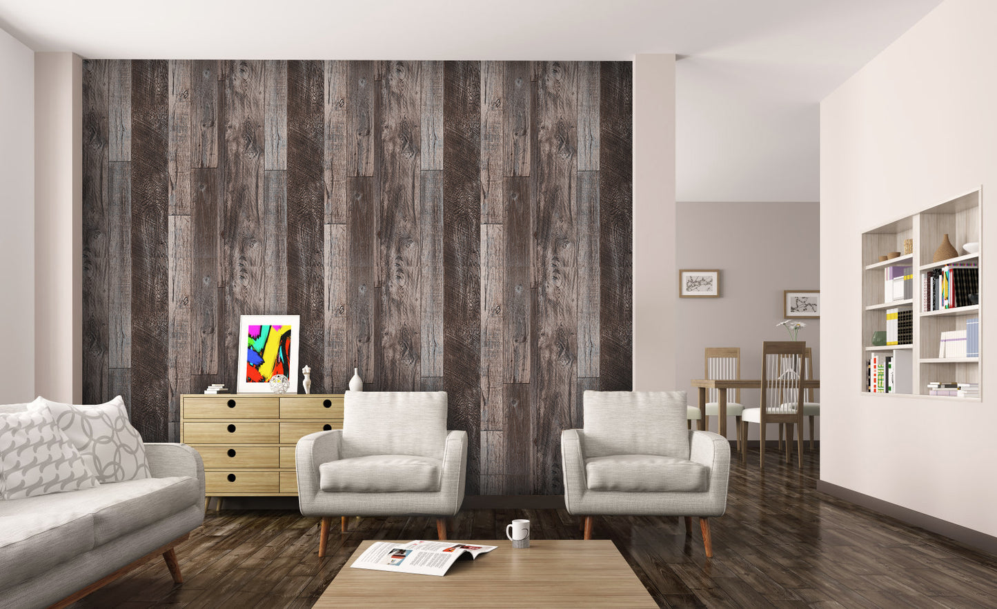 Abyssaly 17.7" x 236" Peel and Stick Wallpaper Grey Wood Plank Wallpaper Self Adhesive Wallpaper Waterproof Removable Vinyl Film for Decorative