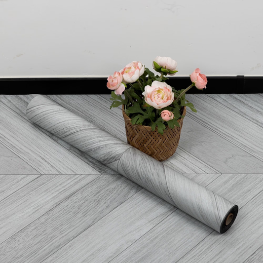 Lxcreat Vinyl Flooring Gray Peel and Stick Roll Plank 196-in x 23.6-in Thicken Self Adhesive Vinyl Floor Tiles Wood Flooring