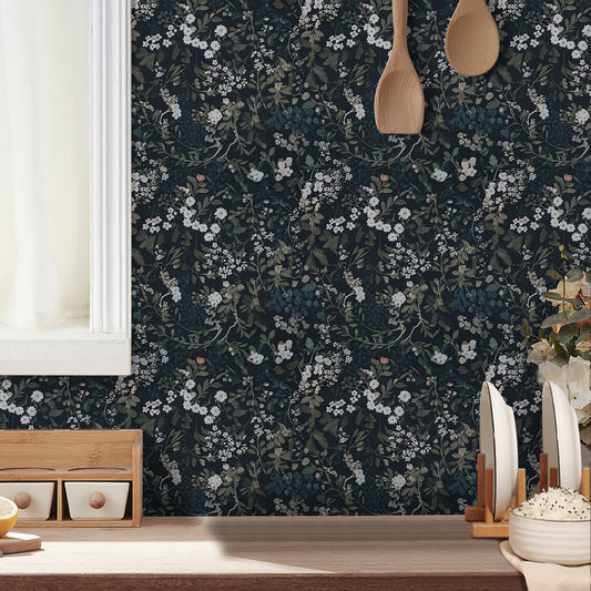UMIGGEE Floral Wallpaper Peel and Stick Floral Wall Wallpaper Self Adhesive Flower Wallpaper Contact Paper 17.3-in x 118-in Home Decor Wall Covering Old Furniture Renovation