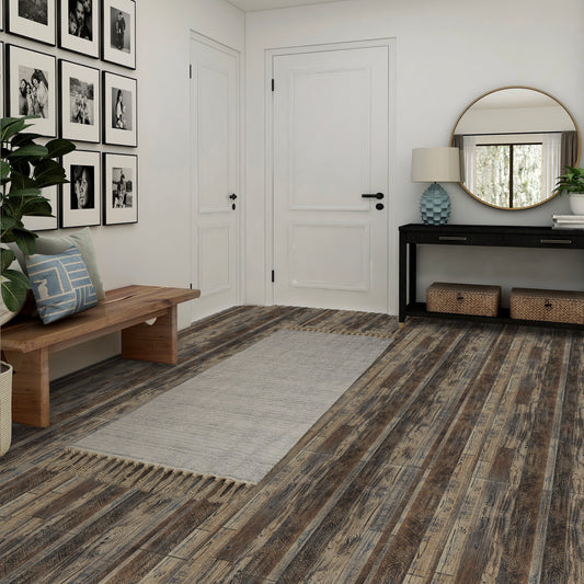 UMIGGEE Peel Stick Flooring 35.4-in x 5.9-in 10 Pieces/Pack Vinyl Wood Look Flooring Thin Tiles, Multicolor Vinyl Flooring Easy to Install for Bathroom, Kitchen, Living Room