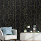 Abyssaly Black Peel and Stick Wallpaper Strip Line Contact Paper 17.7" x 78.7" Black/Gold Geometric Self-Adhesive Removable Vinyl Wallpaper for Bedroom