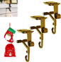 Lxcreat Fireplace Stocking and Garland Hanger, Paeose Garland Holder for Mantle, Adjustable 2 in 1 Double Mantel Hangers for Front Door, Christmas Stocking Holder for Home Decoration(Gold-3pcs)