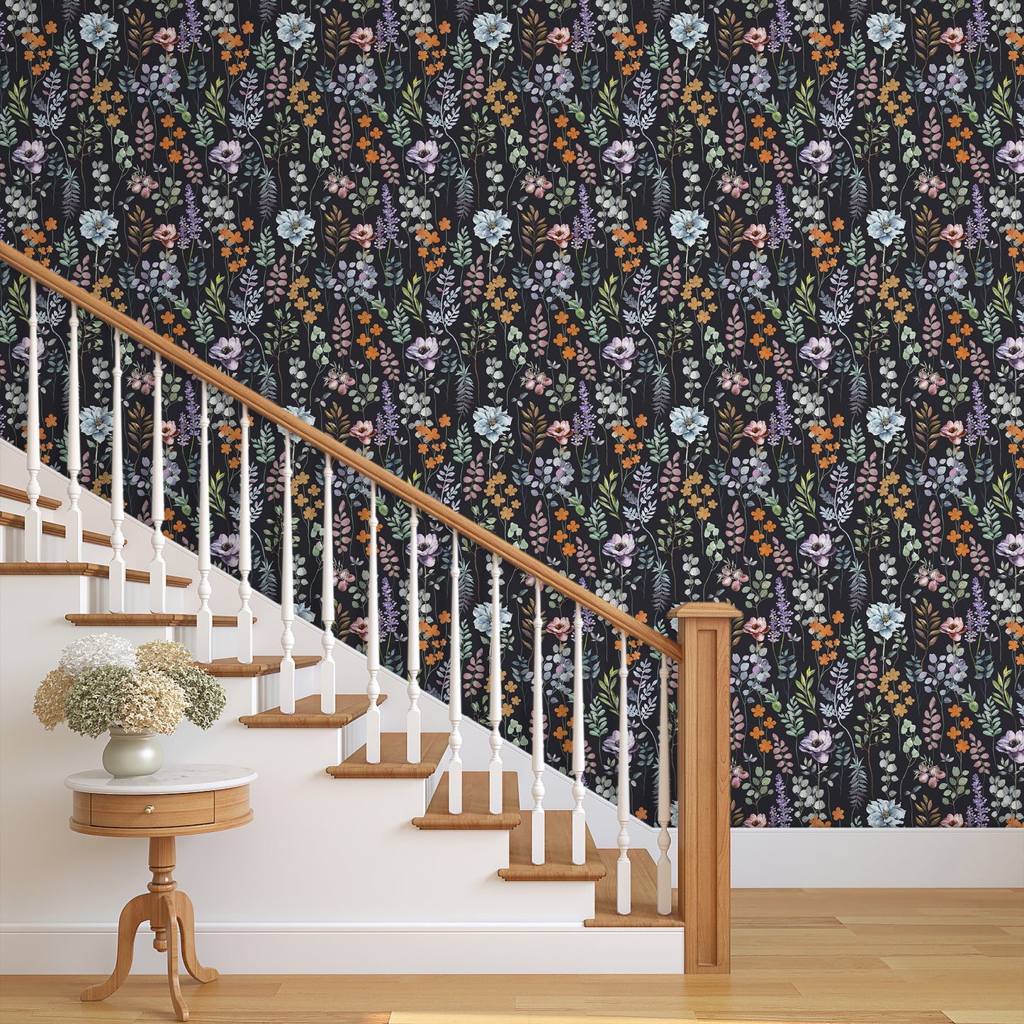 UMIGGEE Floral Wallpaper Peel and Stick Flower Black Wall Paper Self Adhesive Wallpaper 17.7-in x 118-in Contact Paper Removable Wallpaper for Home Decor Wall Covering Old Furniture Renovation