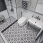 Lxcreat 20 Pcs Peel and Stick Floor Tile Flooring Black and White Flower, Vinyl Flooring 11.8-in x 11.8-in Self-Adhesive Removable for Bathroom/Kitchen