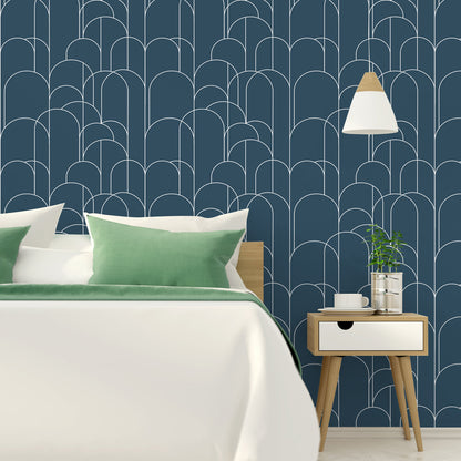 Abyssaly Peel and Stick Wallpaper Geometric Wallpaper 17.7" x 118" Self-Adhesive Wallpaper Removable Wallpaper for Home Decoration and Furniture Renovation Blue Wallpaper