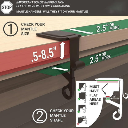 Lxcreat Fireplace Stocking and Garland Hanger, Paeose Garland Holder for Mantle, Adjustable 2 in 1 Double Mantel Hangers for Front Door, Christmas Stocking Holder for Home Decoration (Gold-10pcs)