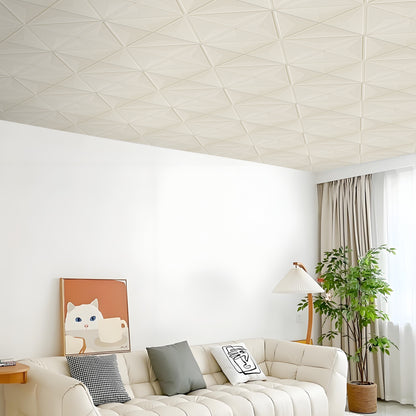 Abyssaly Peel and Stick Ceiling Tile 13.7" x 13.7" 32 Pcs White Foam Ceiling Tile Coverage Area 42 Sq.ft.