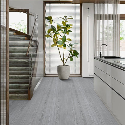 UMIGGEE Gray Peel and Stick Vinyl Flooring Roll 17.7-in x 118-in/14.5 Sq.Ft Thicken Self-Adhesive Vinyl Wood Grain Floor Wear-Resistant Easy DIY Install Home Decor