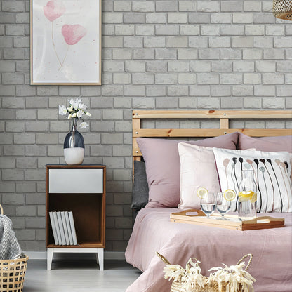 UMIGGEE 17.3-in x 118-in Dark Grey Brick Wallpaper Peel and Stick Textured Faux Brick Wallpaper Self Adhesive Removable Decorative Contact Paper Backsplash Wall Paper Shelf Drawer Liner Vinyl Film