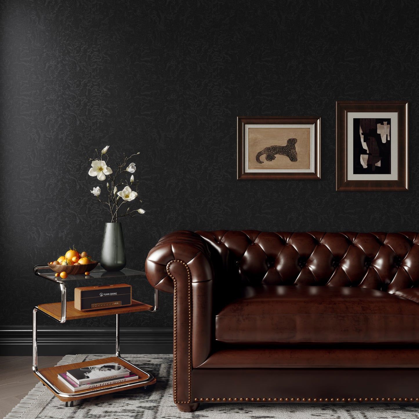 Abyssaly Black Peel and Stick wallpaper 15.7"×118" Removable Contact Paper for Bedroom Contertop