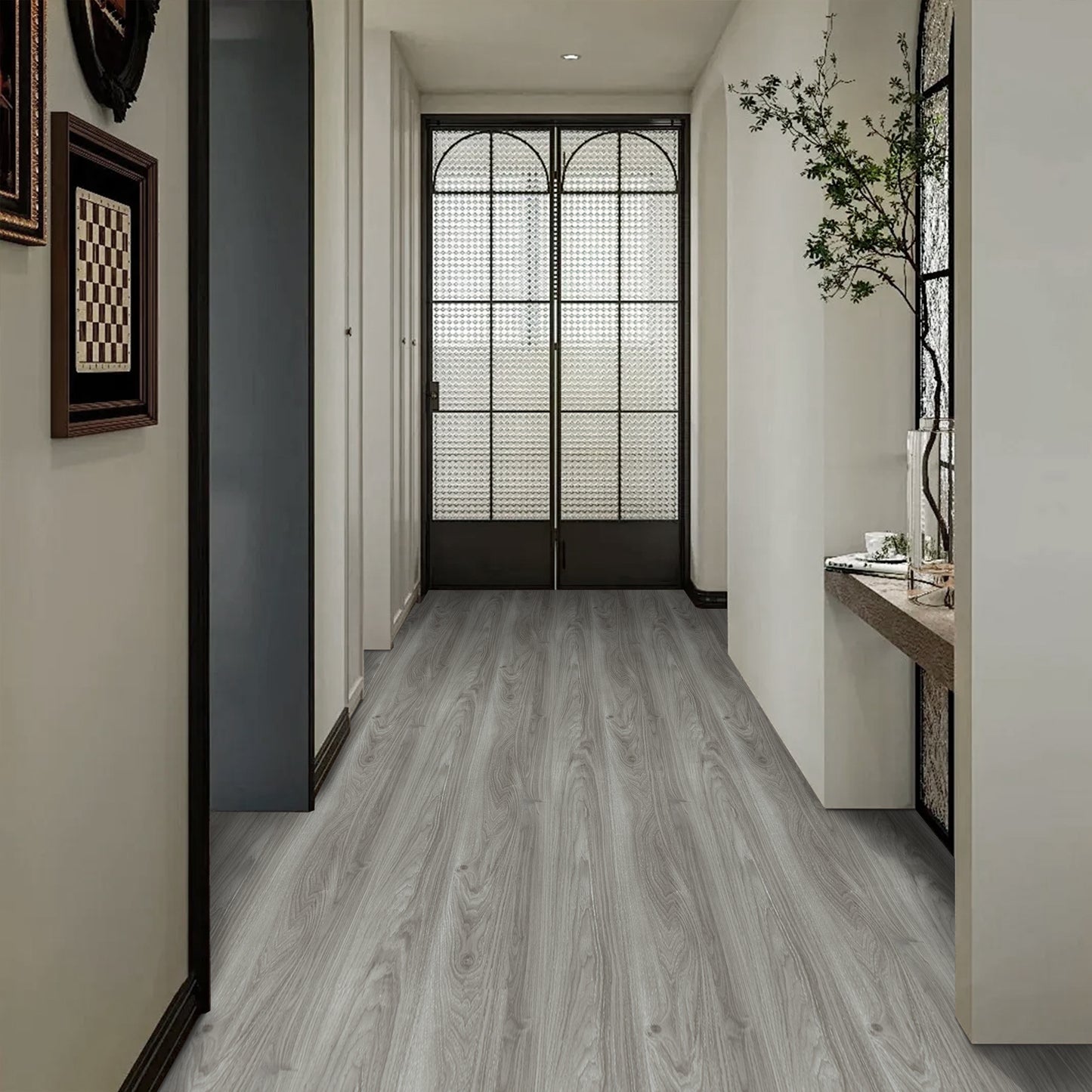 UMIGGEE Gray Peel and Stick Vinyl Flooring Roll 15.7-in x 118-in/12.8 Sq.Ft Thicken Self-Adhesive Vinyl Wood Grain Floor Wear-Resistant Easy DIY Install Home Decor