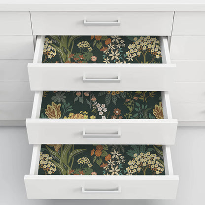 Abyssaly Floral Peel and Stick Wallpaper 17.7-in x 118-in Self-Adhesive Removable Vintage Wallpaper