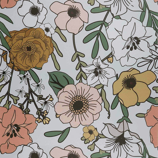 UMIGGEE Vintage Floral Peel and Stick Wallpaper Boho Retro Removable Contact Paper Vinyl Self Adhesive Flower Wallpaper for Bathroom Bedroom White/Sand/Oliva 17.7 in x 118 in