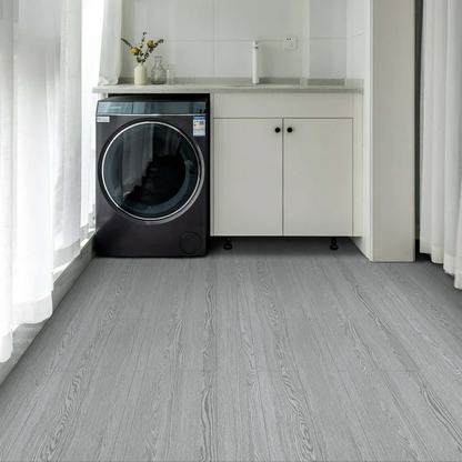 Lxcreat Vinyl Flooring Gray Peel and Stick Roll 15.7-in x 118-in Thicken Self Adhesive Vinyl Floor Tiles Wood Plank Flooring Waterproof, White-Washed