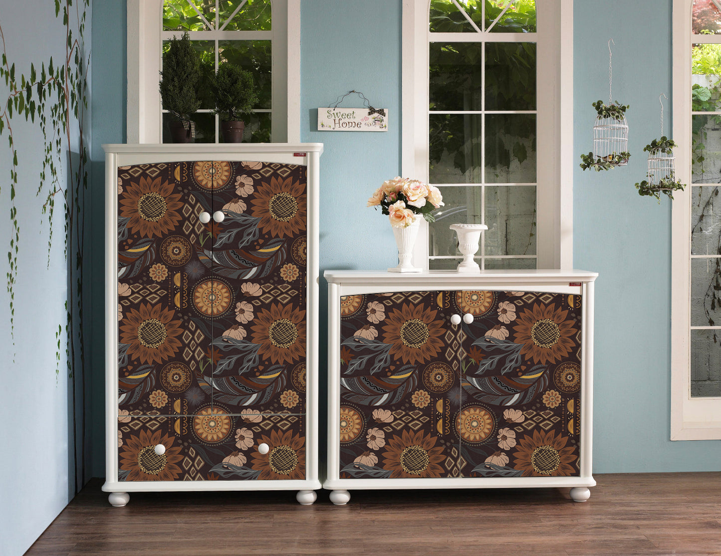 Abyssaly 17.7" x 393.7" Floral Peel and Stick Wallpaper Boho Retro Wall Decor Bathroom Removable Mural Wall Paper