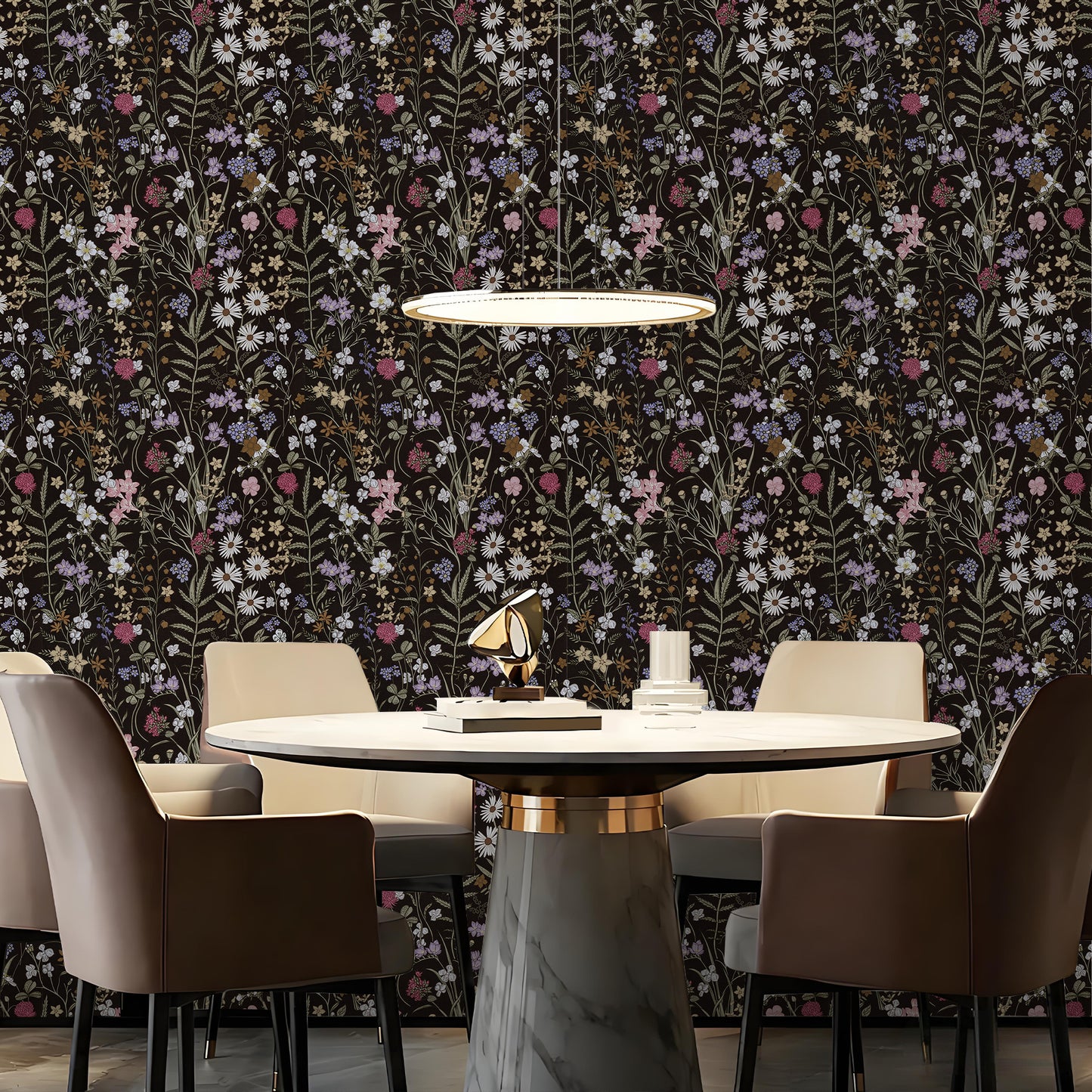Abyssaly Floral Peel and Stick Wallpaper 17.7" x 118" Black Flower Wallpaper Self-Adhesive Removable Contact Paper for Bedroom Kitchen Living Room