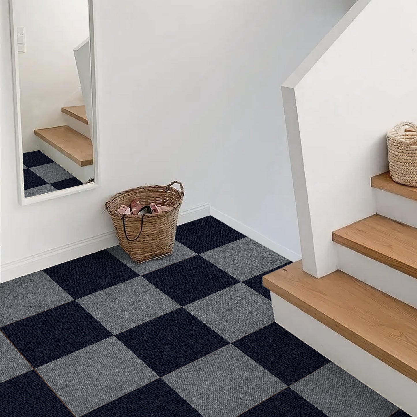 UMIGGEE Peel and Stick Carpet Tiles 12" x 12" Navy Blue Self-Adhesive Square Soft Carpet Floor Tiles Carpet Easy Install DIY Floor Tiles for Kids Room Bedroom Dining Room 10-pcs (10 sq. ft./Box)
