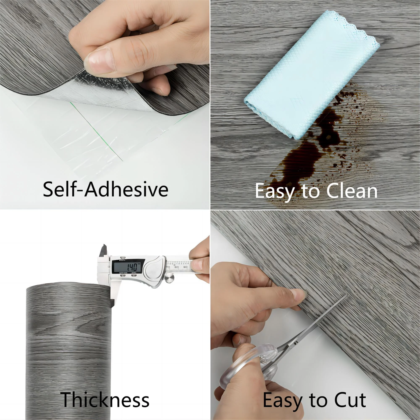 Lxcreat Vinyl Flooring Peel and Stick Roll 15.7-in x 118-in Self Adhesive Vinyl Floor Wood Plank Flooring Wood Grain Floor Dark Gray