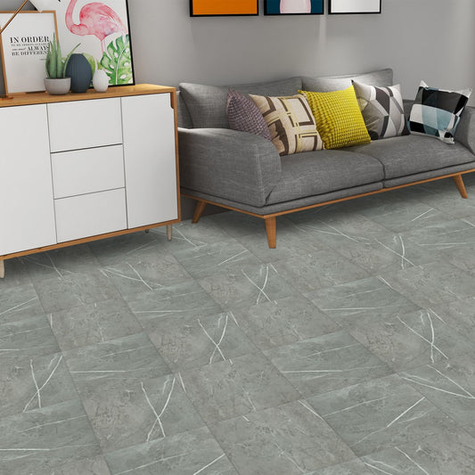 UMIGGEE Peel and Stick Floor Tile 11.8in x 11.8in x 1.4mm Gray Marble Viny Flooring