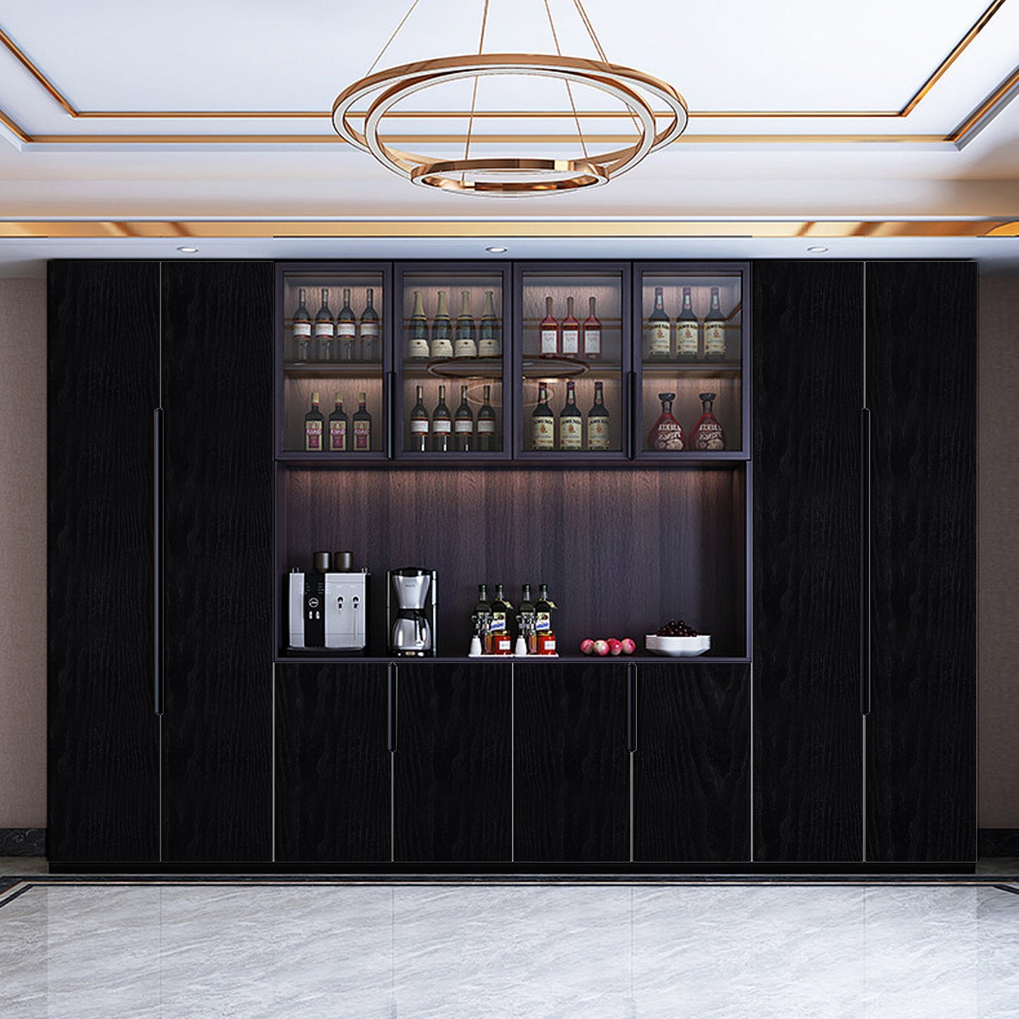 Meiban Black Wood Peel and Stick Wallpaper 15.74" x 118" Wood Grain Contact Paper Removable Self-Adhesive Wall Paper Film for Furniture Decoration