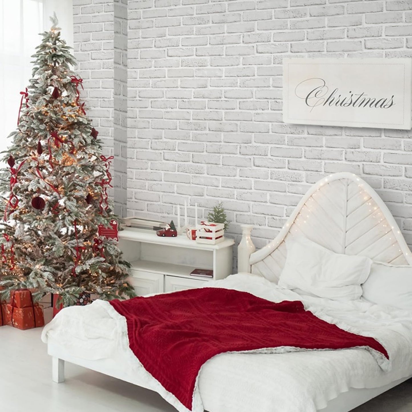 Abyssaly 17.7" x 236.7" Brick Wallpaper Peel and Stick Wallpaper White Gray Vinyl Contact Paper Waterproof, 3D Roll Self Adhesive Removable Wall Paper for Kitchen Livingroom Bedroom