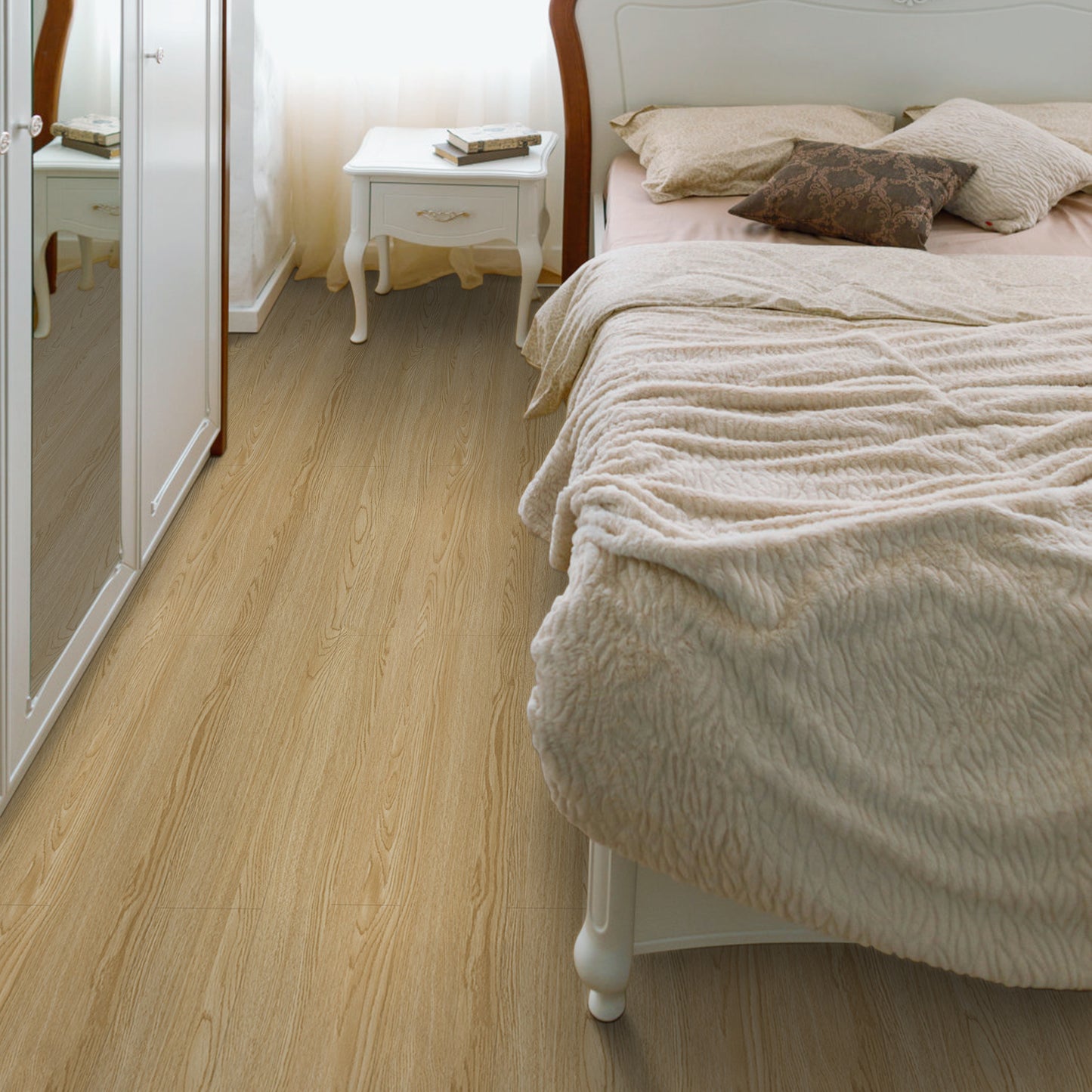 Abyssaly Brown Wood Peel and Stick Floor Tiles Wood Brown Vinly Tile 15.7-in x 118-in /12.8 Sq.Ft. Self-Adhensive Waterproof Thicken Flooring for Home Decor